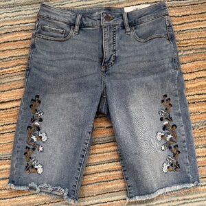 Embroidered Denim Shorts - NEW